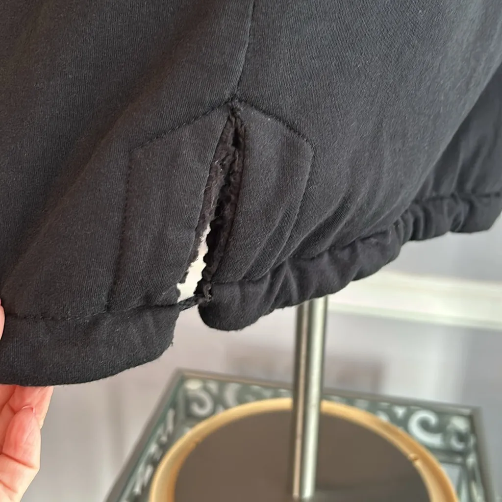 INC black jersey knit hooded jacket sherpa lined removable faux fur collar Size M - Image 10