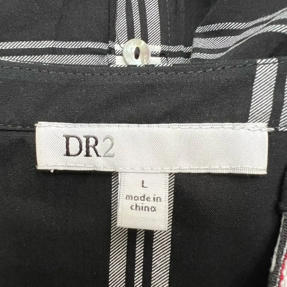 DR2 Plaid Western Roll Tab Long Sleeve Blouse With Back‎ Button Accent Black Size L - Image 6