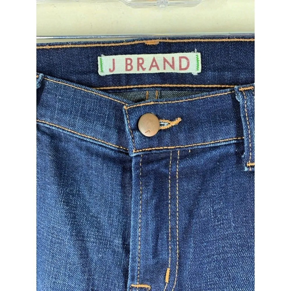 J BRAND Dark Wash Distressed Pencil Leg Jeans Size 32 Blue - Image 4