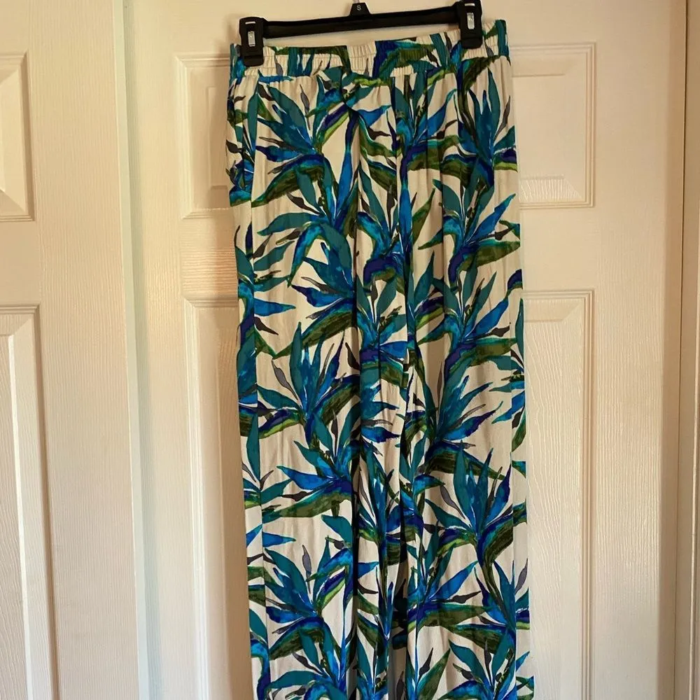 Ella Moss Tropical Print Straight Leg Vacation Tie Waist Pants Size small - Image 6