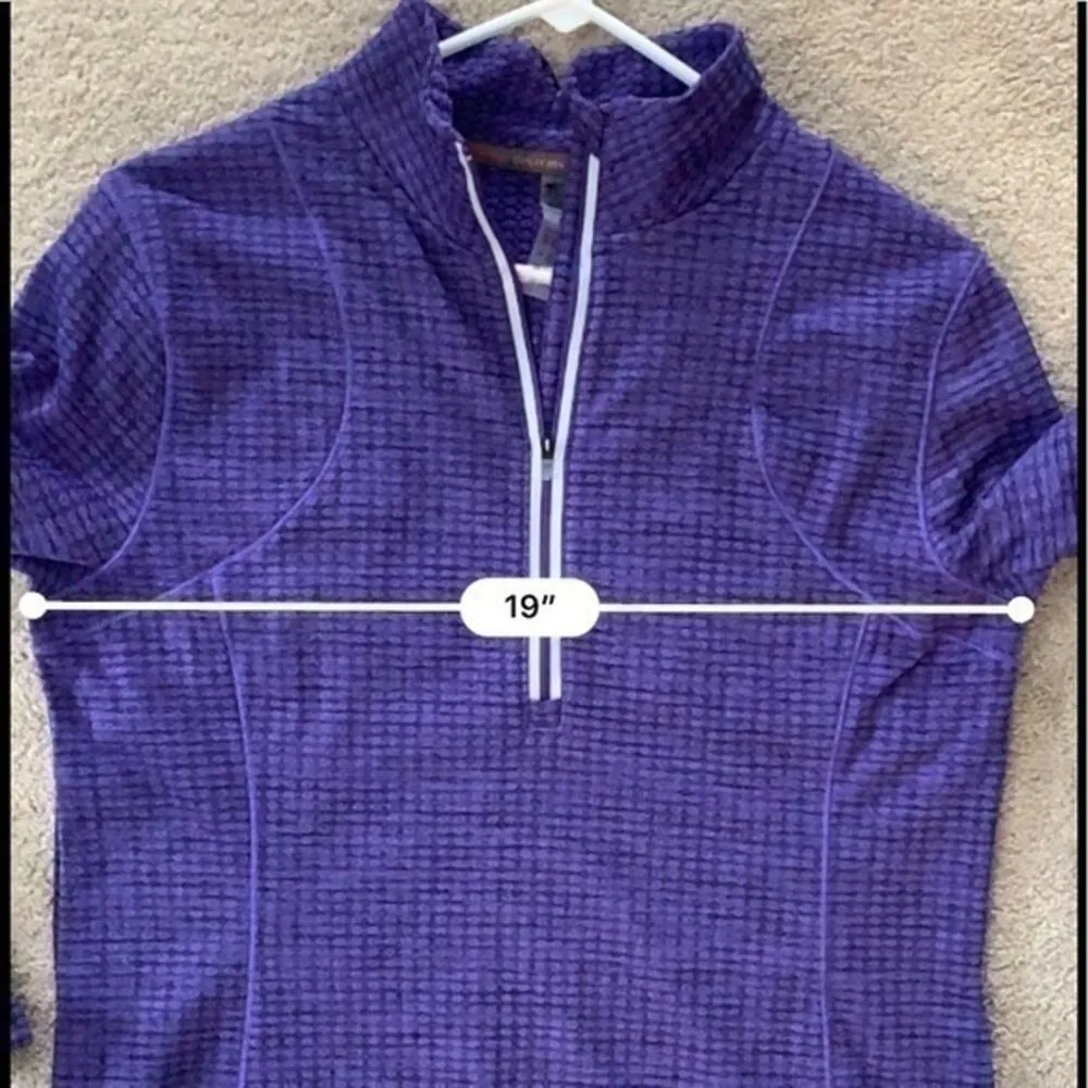 Purple Pullover Sweatshirt Women’s Size Large textured mock neck half zip - Image 5