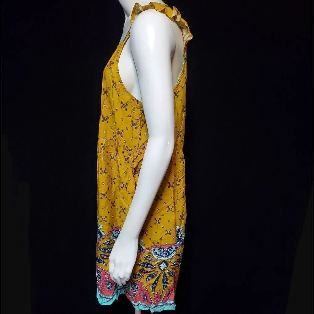 Shein Burnt Yellow Patterned Bohemian Dress (S) - Image 8