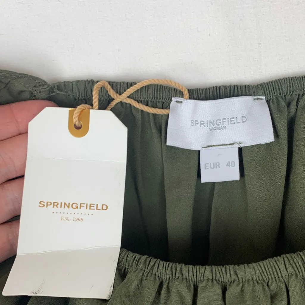 Springfield size eu 40 medium Olive Green Blouse Renaissance cosplay sand dollar - Image 2