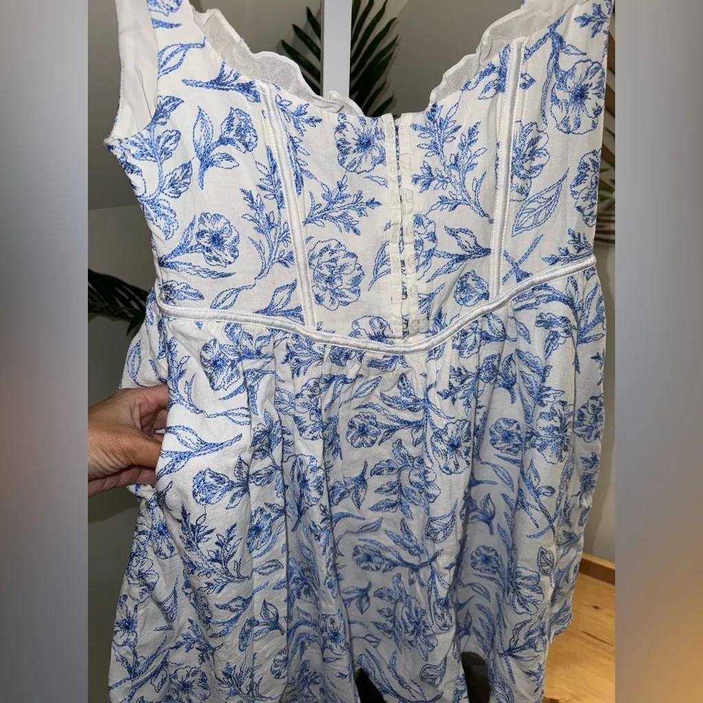 For love and lemons Maisie Floral Blue and White mini‎ Dress - Image 6