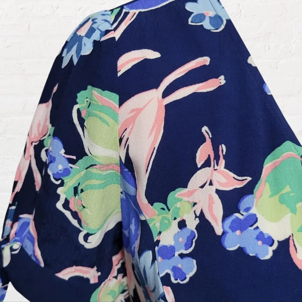 Talbots navy floral midi dress size 4 - Image 3