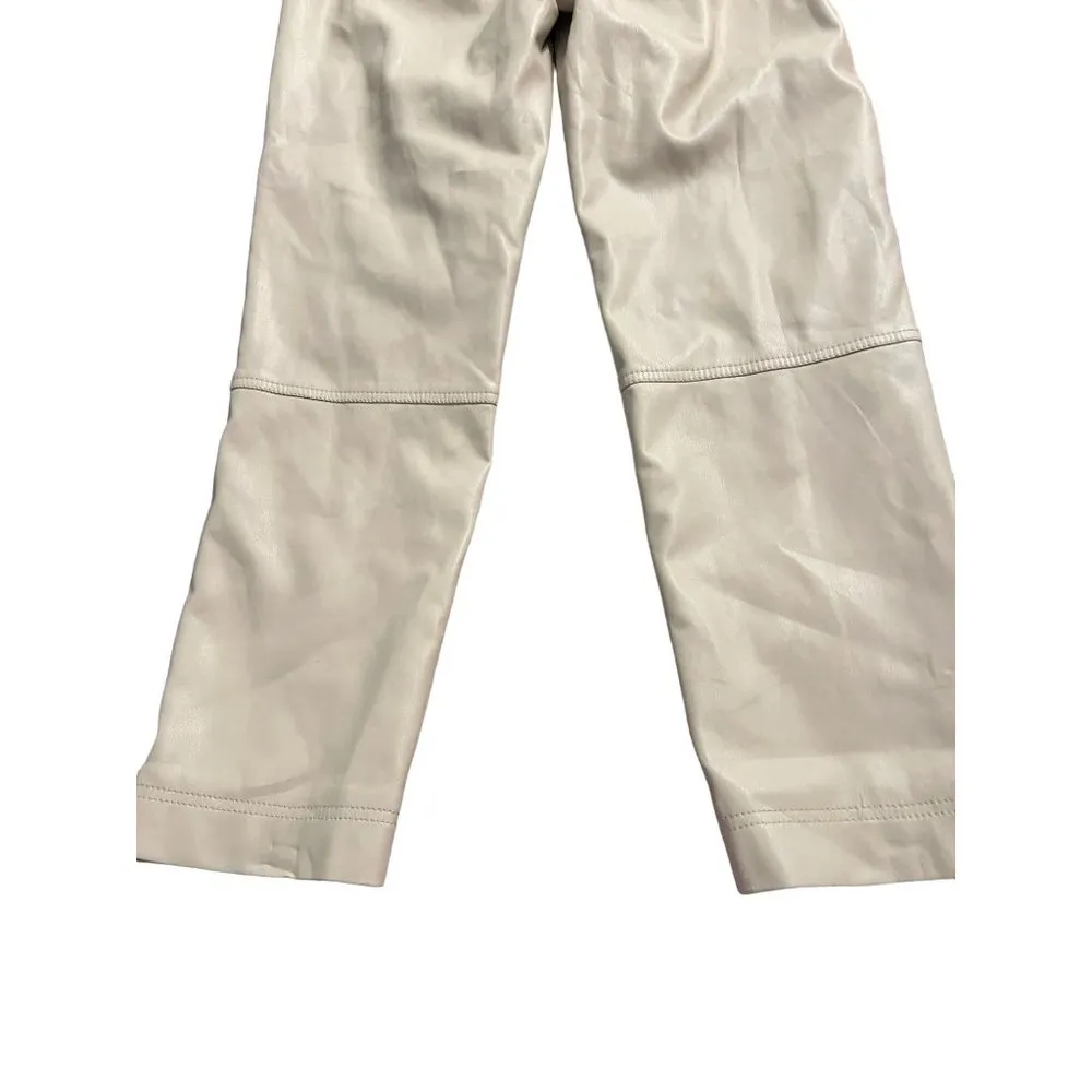 Jonathan Simkhai Faux Leather Lined Pants Khaki Sash Size 4 READ - Image 8