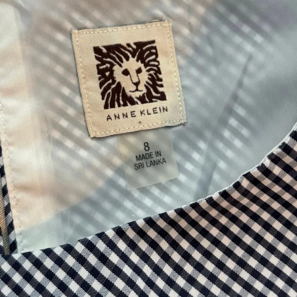 Anne Klein Size 8 Sleeveless Midi Dress Gingham Embroidered Floral Spring Easter - Image 4