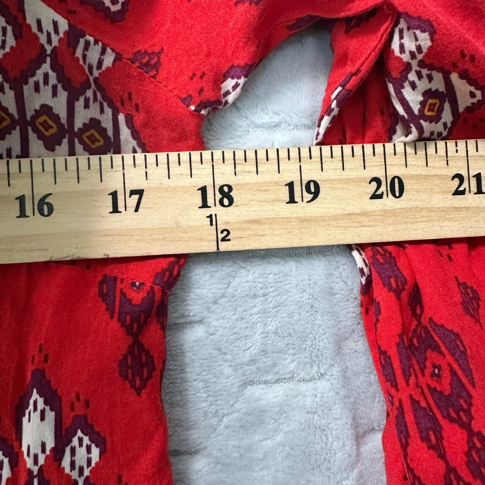 Maeve Anthropologie Womens‎ Red Ikat Print Blouse Sz 4 Festival Boho - Image 7