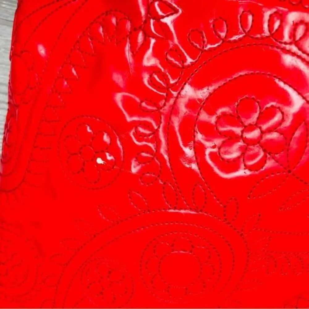 Kate spade paisley embroidered quilted patent leather handbag purse clutch bag - Image 11