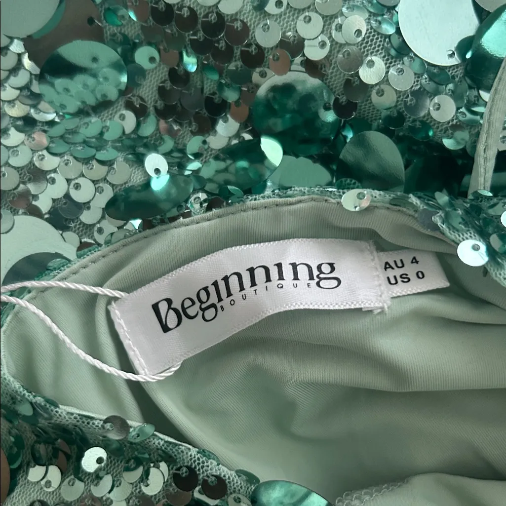 Beginning Boutique Sequin Mini Dress in Green - Image 6