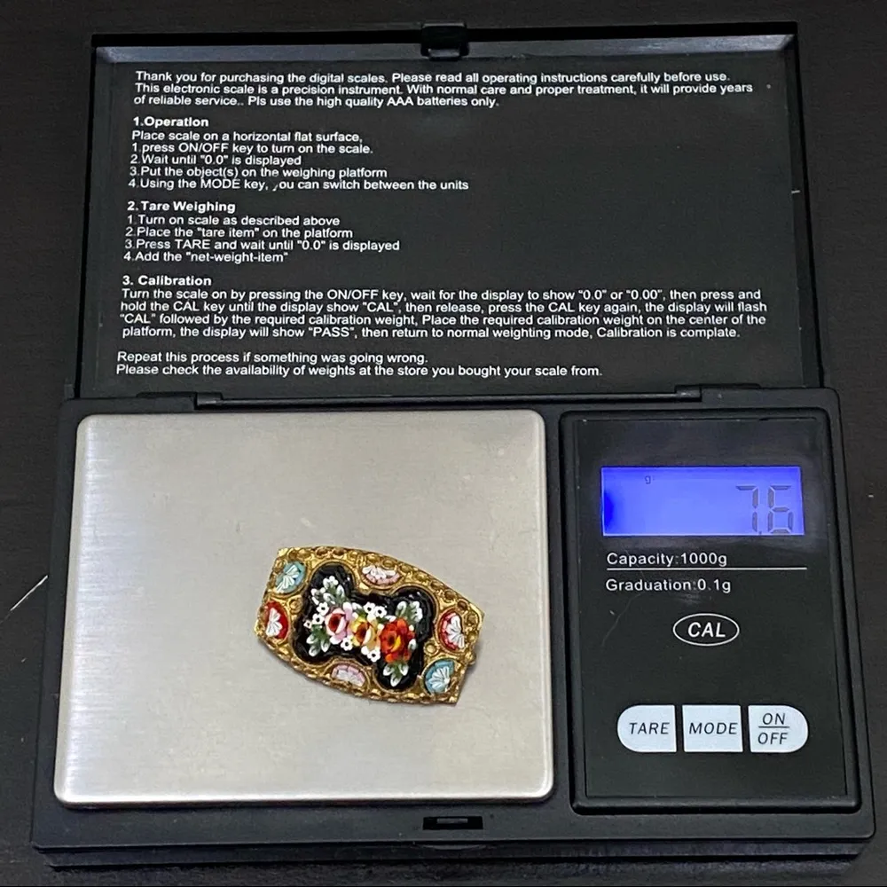 Vintage Italian Micro Mosaic Flower Brooch Made in Italy - Image 7