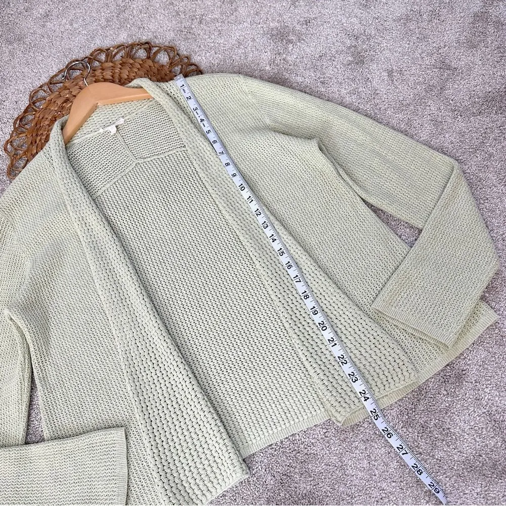 Eileen Fisher Cardigan Chunky Knit Sweater Open Front Cotton Mint Green Size M - Image 12