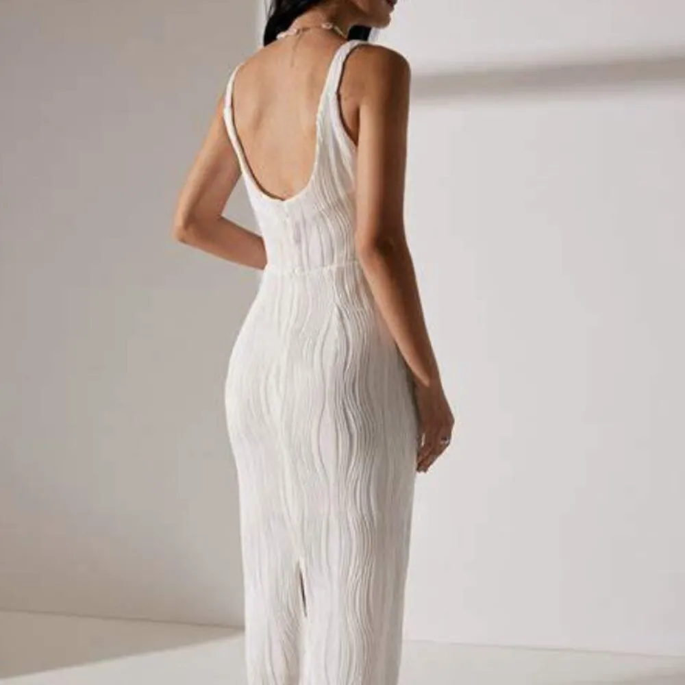 RIHOAS the water ripple textured white backless midi dress 22 Size XL - Image 3