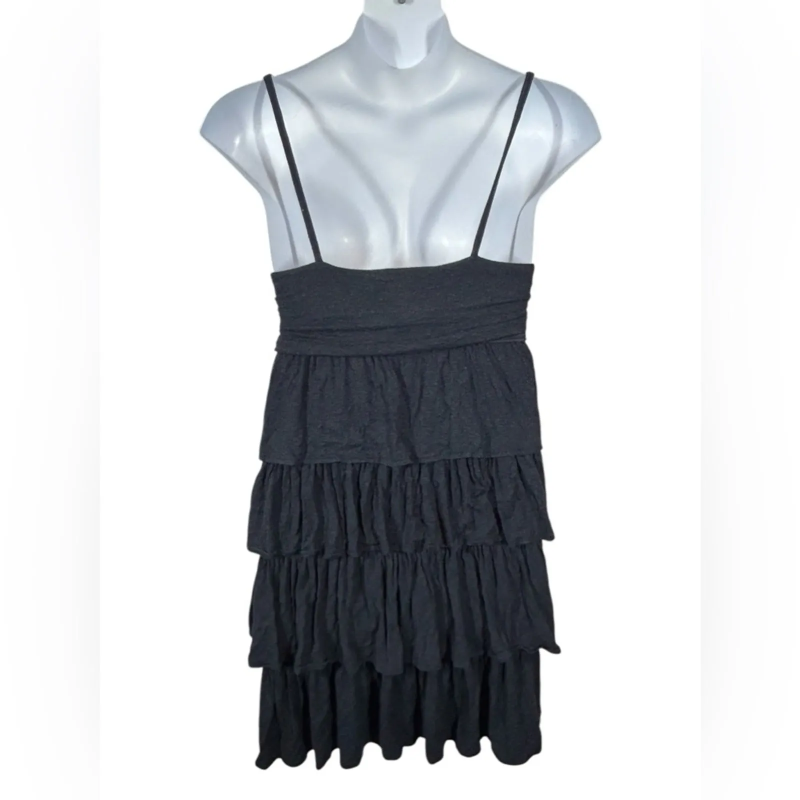 J.Crew Tiered Mini Tank Dress Black Blue Grey Stretch Summer Size L - Image 7