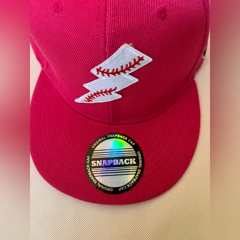 Pink Snapback Cap with Embroidered Design - Image 2
