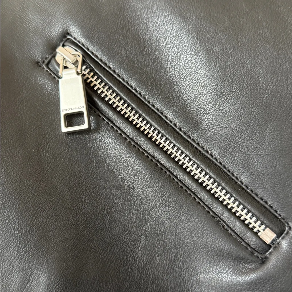 Rebecca Minkoff Faux Leather Moto Jacket Large - Image 4