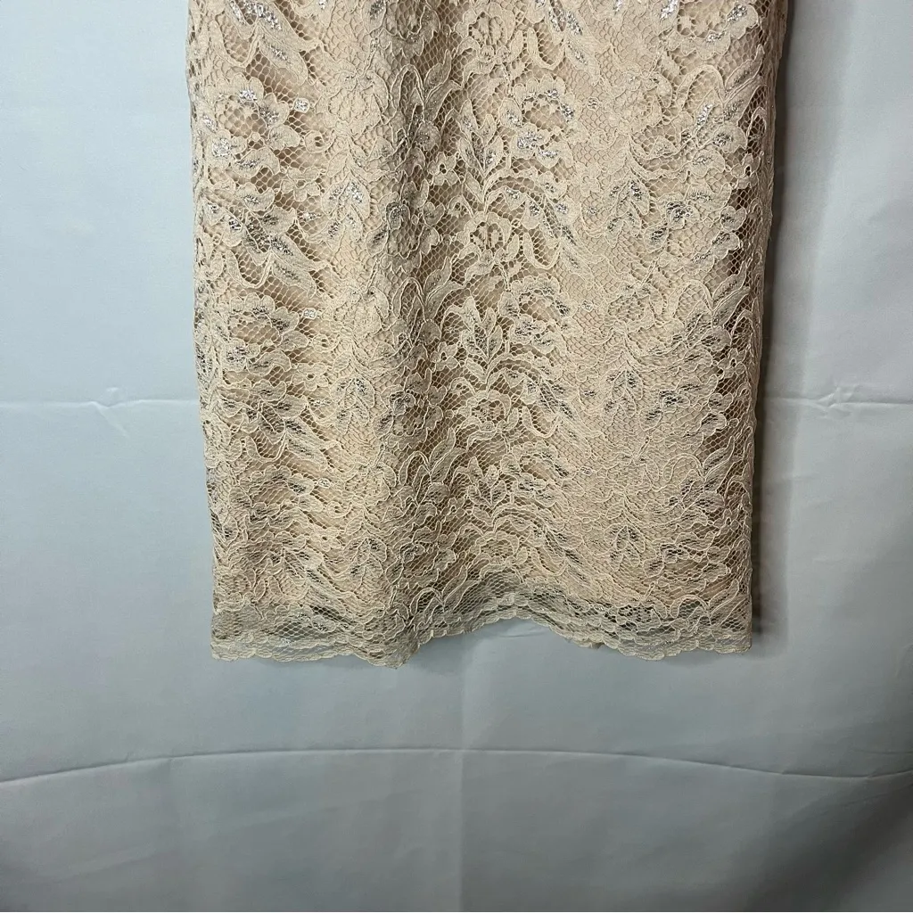 Teeze Me Lace Halter Mini Dress in Beige - Image 5