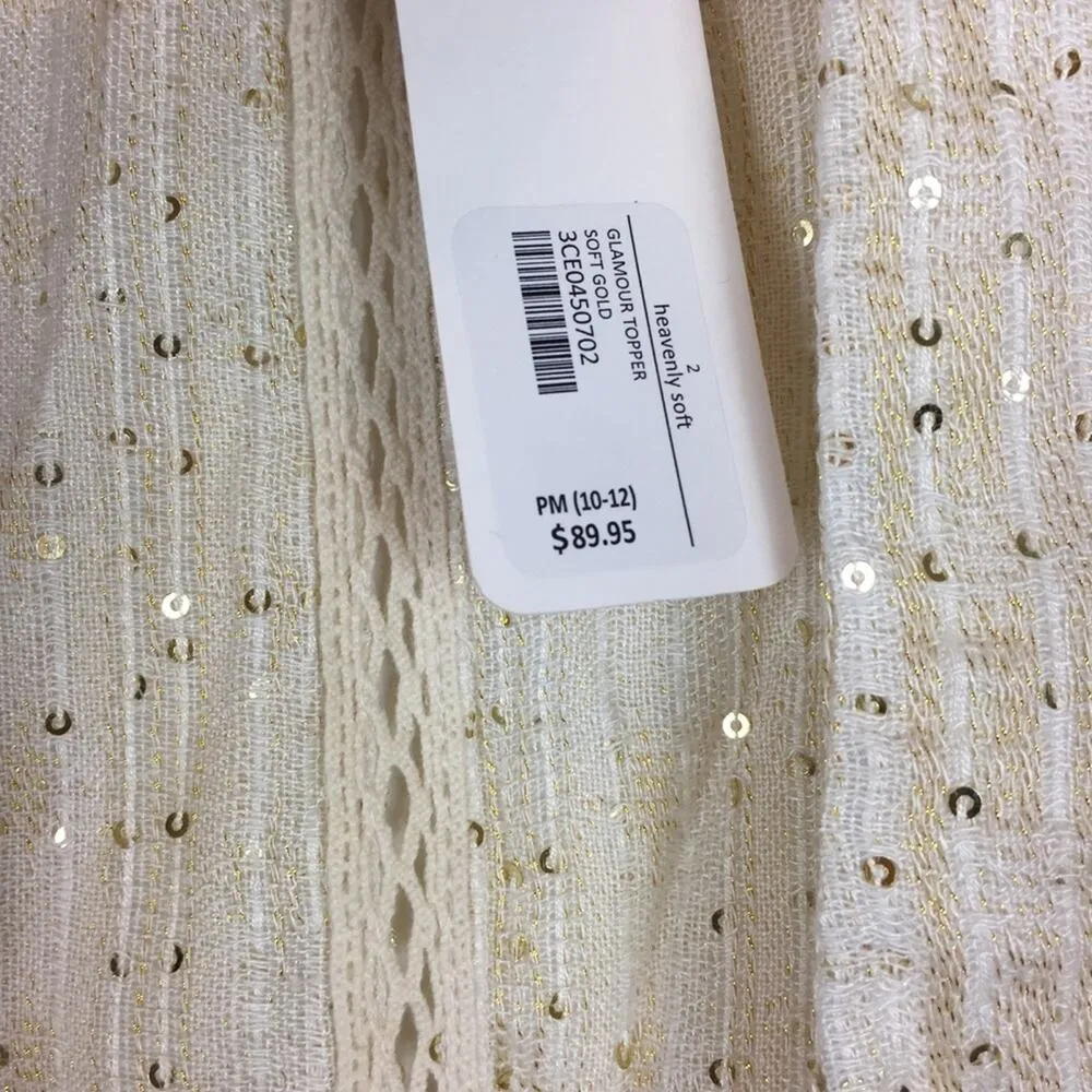 NWT Soft Surroundings Cream Sequin Glamour Kimono Cardigan Medium Bohemian - Image 6