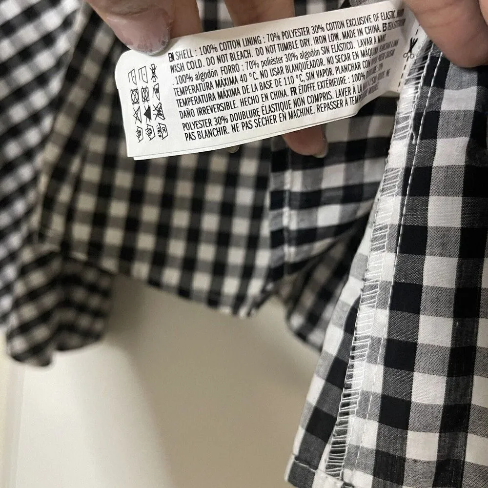 NWOT English Factory white black plaid gingham bell sleeve blouse top Medium - Image 4
