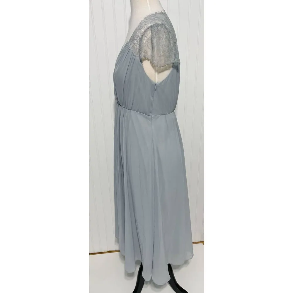 Asos Kate Lace Maxi Dress Gown Eyelash Lace V-Neck Short Sleeves Baby Blue 6‎ - Image 6