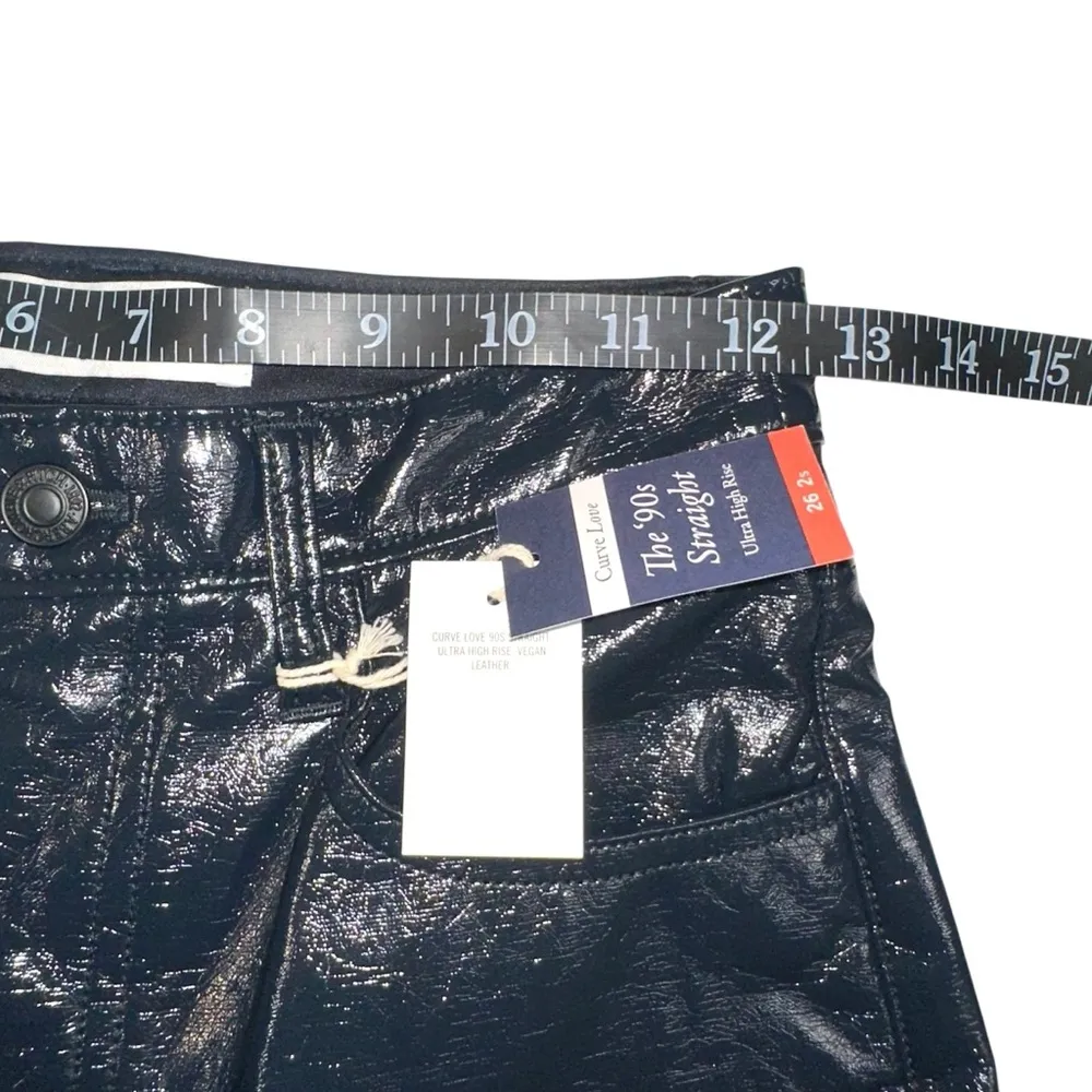 NWT Abercrombie & Fitch The 90s Ultra High Rise Vegan Leather Navy Pants 26/2S - Image 5