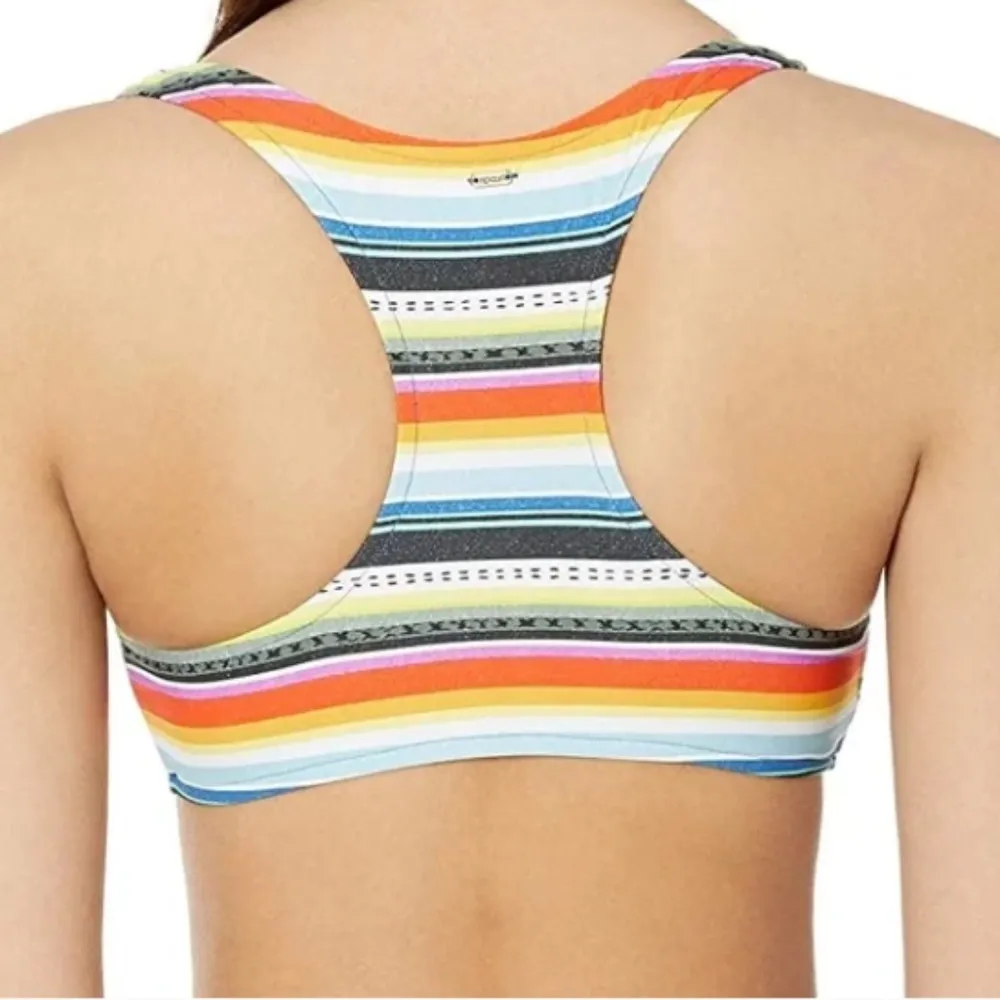 Rip Curl  Women's Beach Bazaar Crop Bikini Top Multi-Colored Striped Racerback - Image 5