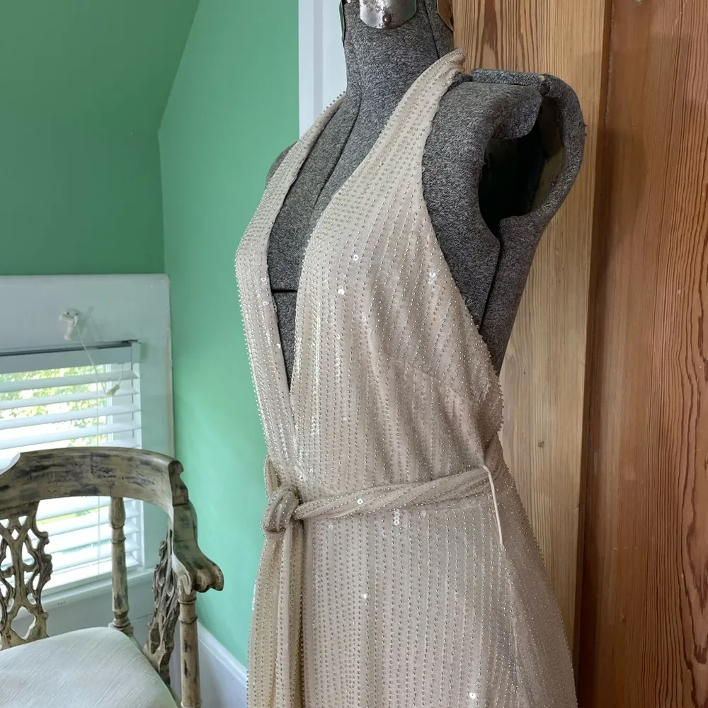 NWT Misha Collection Tia Halter Beaded Sequins Sparkly Plunging Neck Dress Sz 6 - Image 7