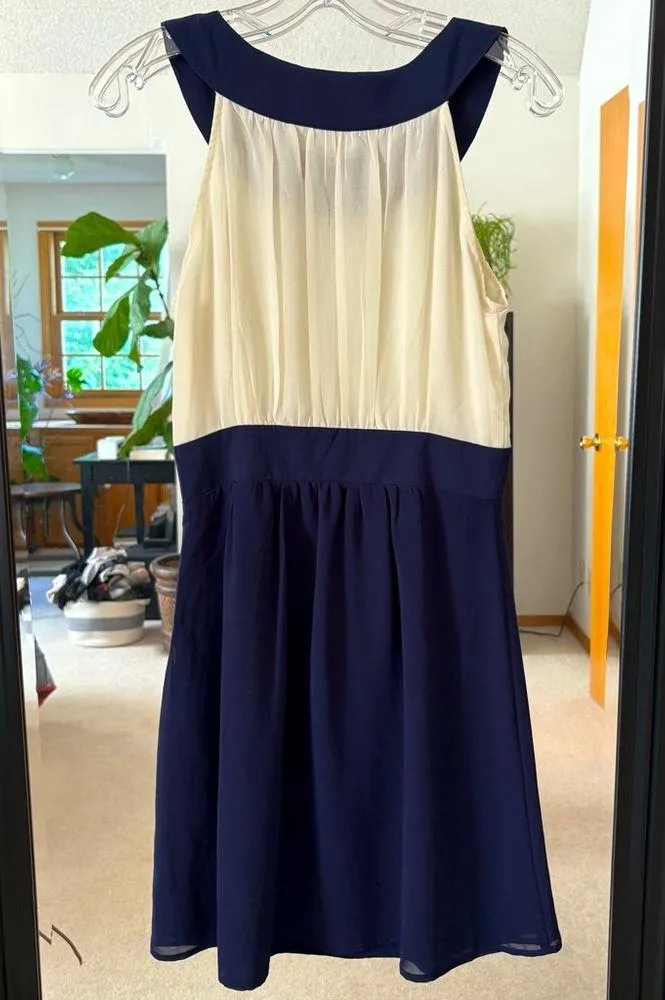 EMMELEE Navy & Ivory Sleeveless Dress - Image 4