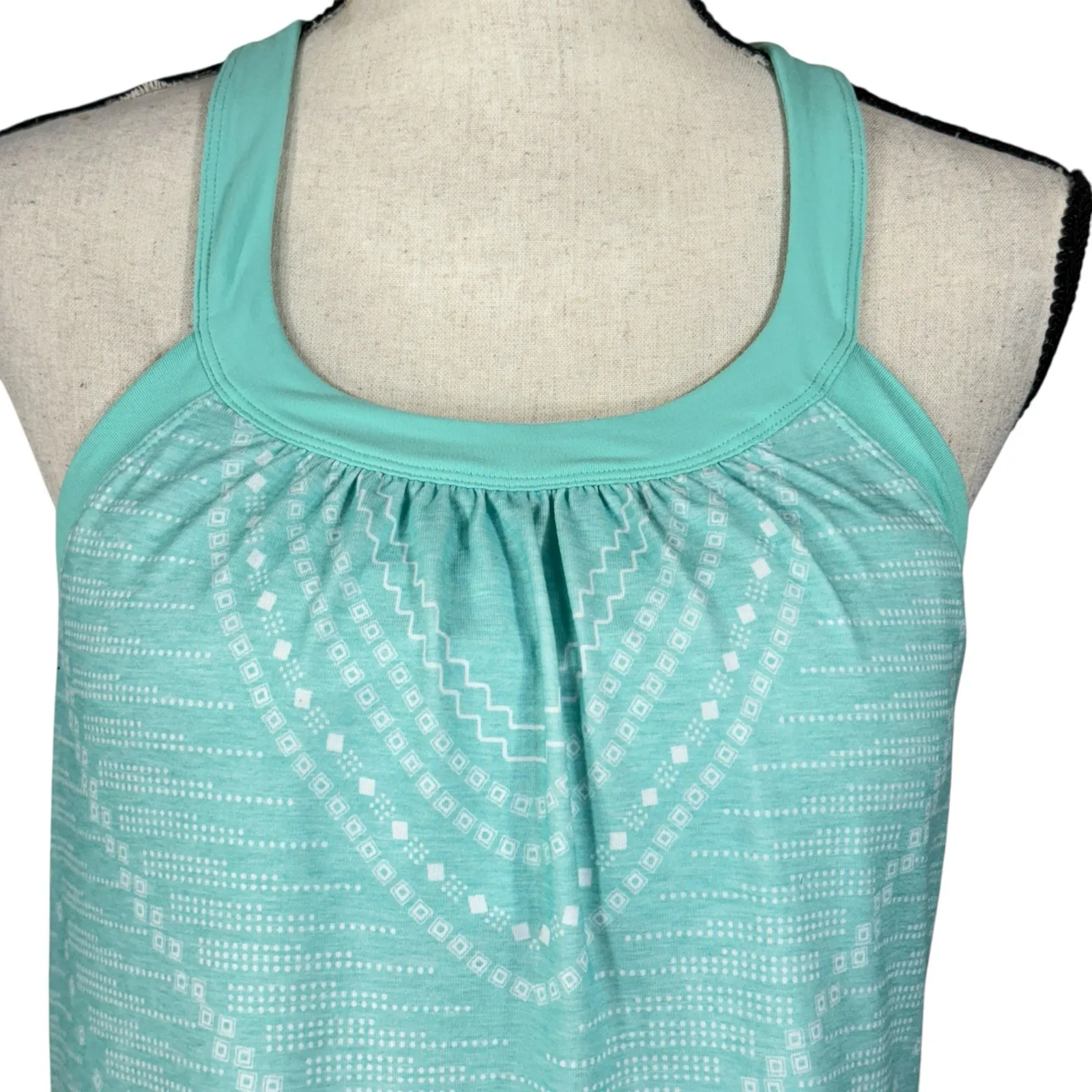 PrAna Large Cantine Halter Dress Wicking Shelf Bra Padded Stretch Geometric - Image 2