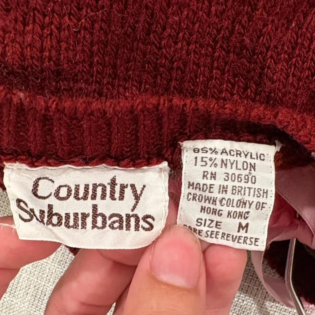 Vintage Argyle Sweater Vest Red Size M - Image 2