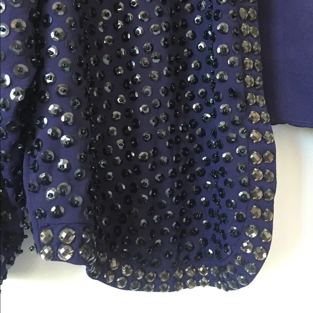 H&M Blue Sequin Open Front Cardigan Size 6. - Image 3
