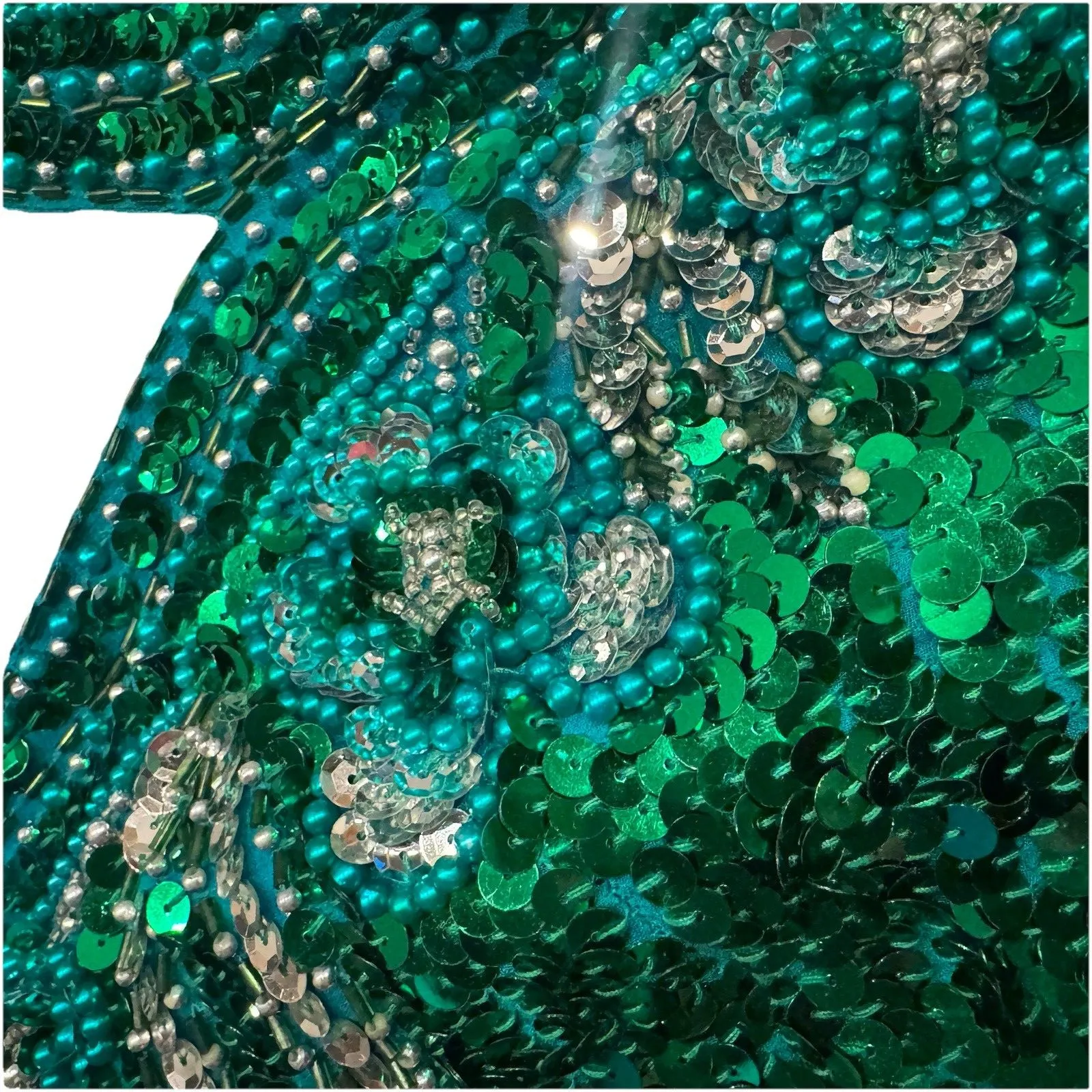 Sho Max VINTAGE 100% Pure Silk Sequin Dress Size Small Formal Green Gown Size M Size M - Image 8