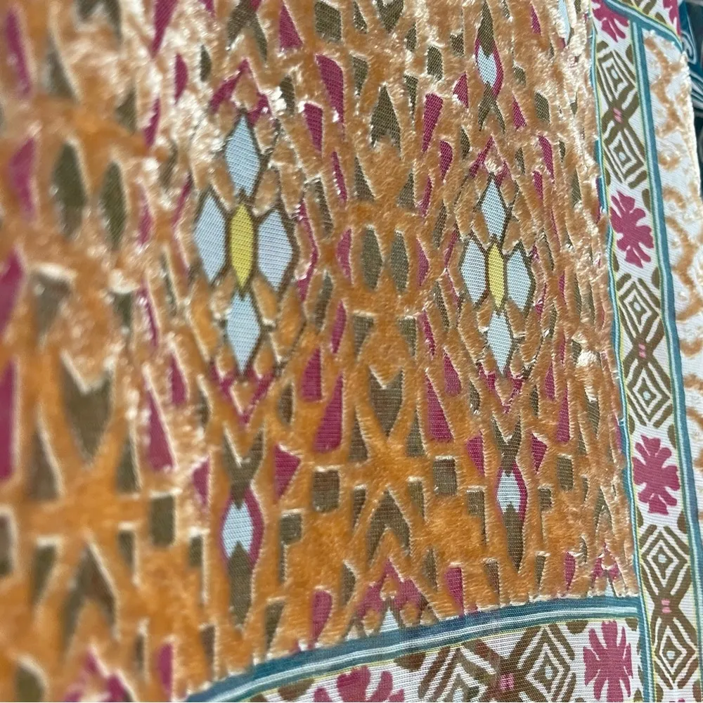 Johnny Was Blouse Rose Copper Burnt Out Velvet Silk Xenia Tunic Top Topper Small - Image 13