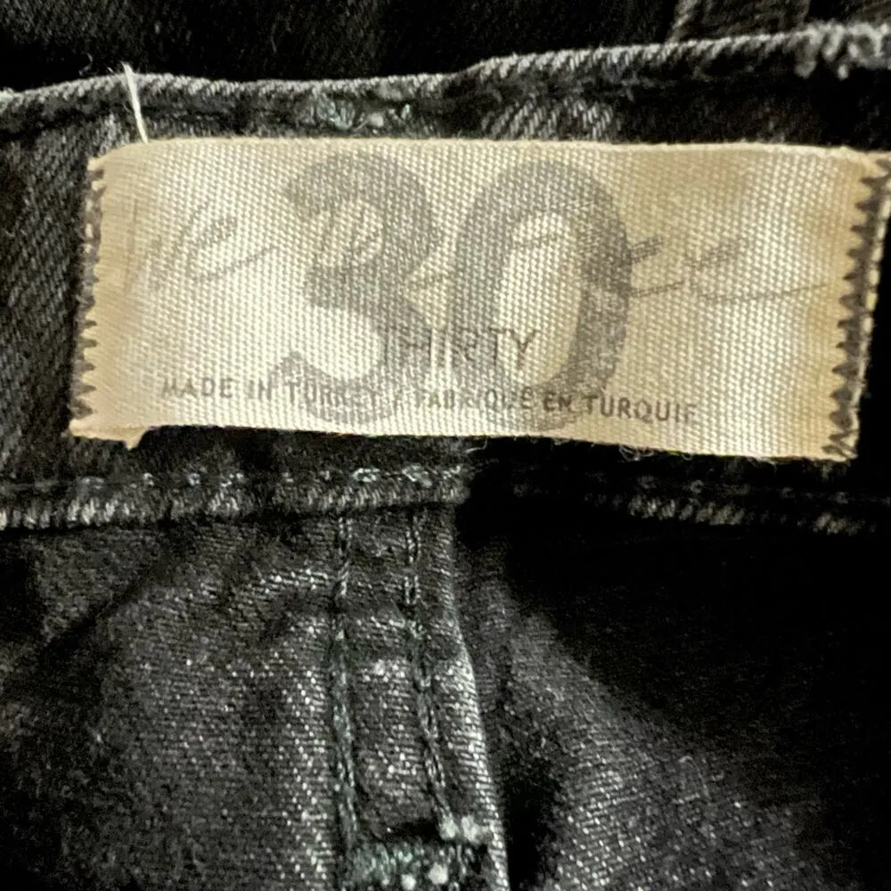 Free People Tapered Baggy Distressed Boyfriend Jeans 30 Women’s Obsidian Black - Image 4