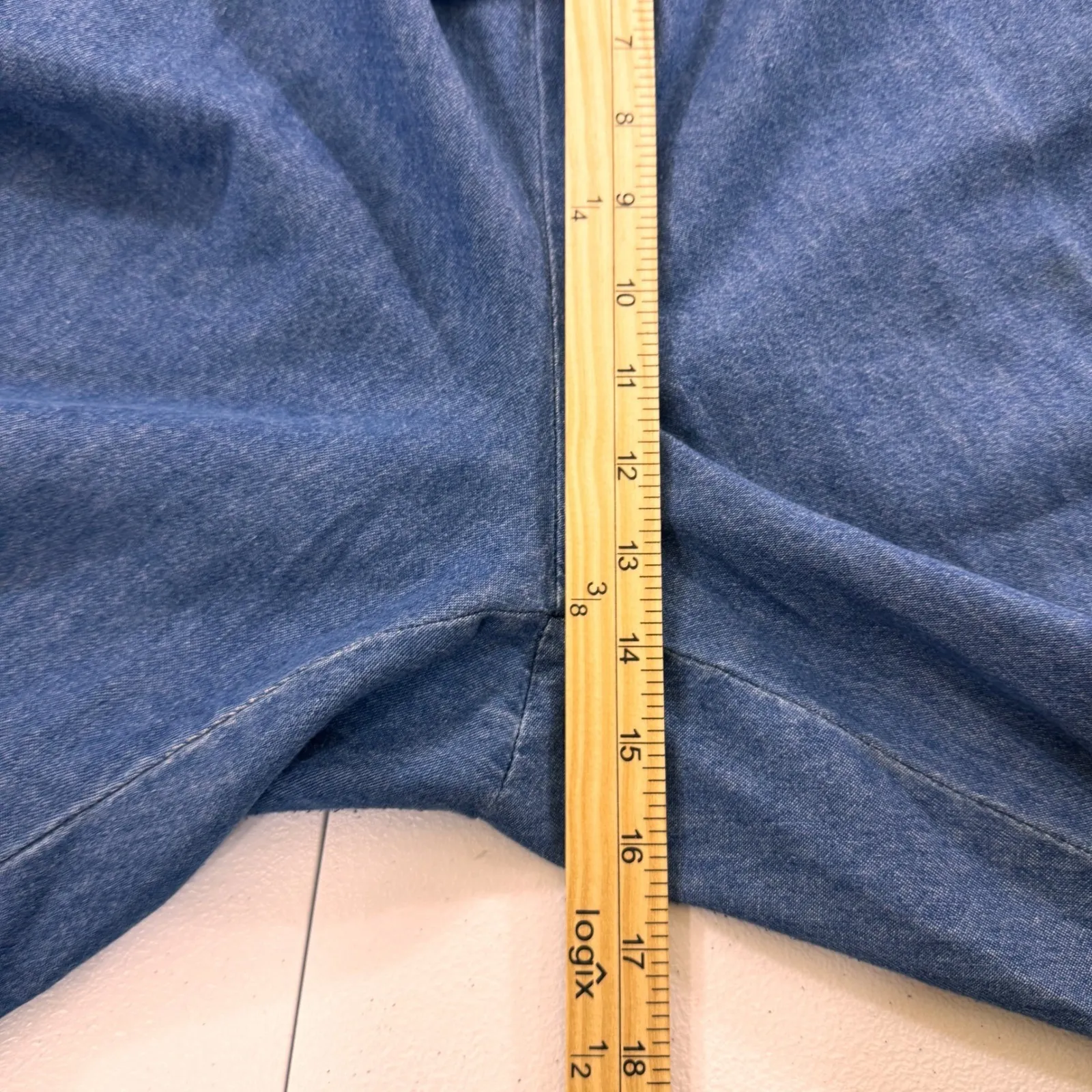 Y2K Embroidered Wide Leg Cropped‎ Jeans Denim Pants Women's 1x Drawstring Waist - Image 3