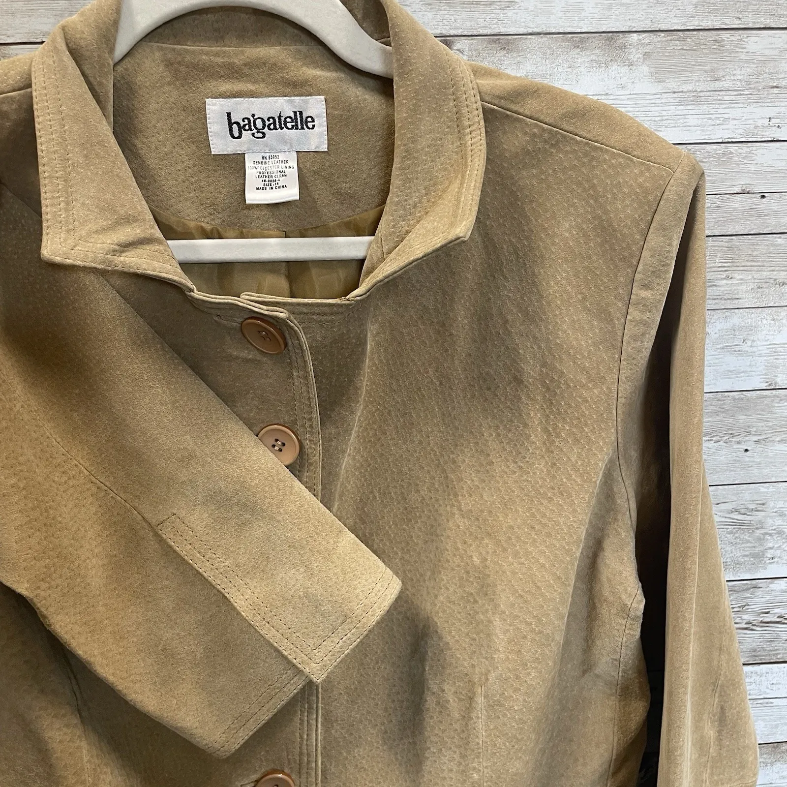 NWT Bagatelle Womens 14‎ Jacket Tan Gold Leather Button Up Lined Pockets NEW - Image 2