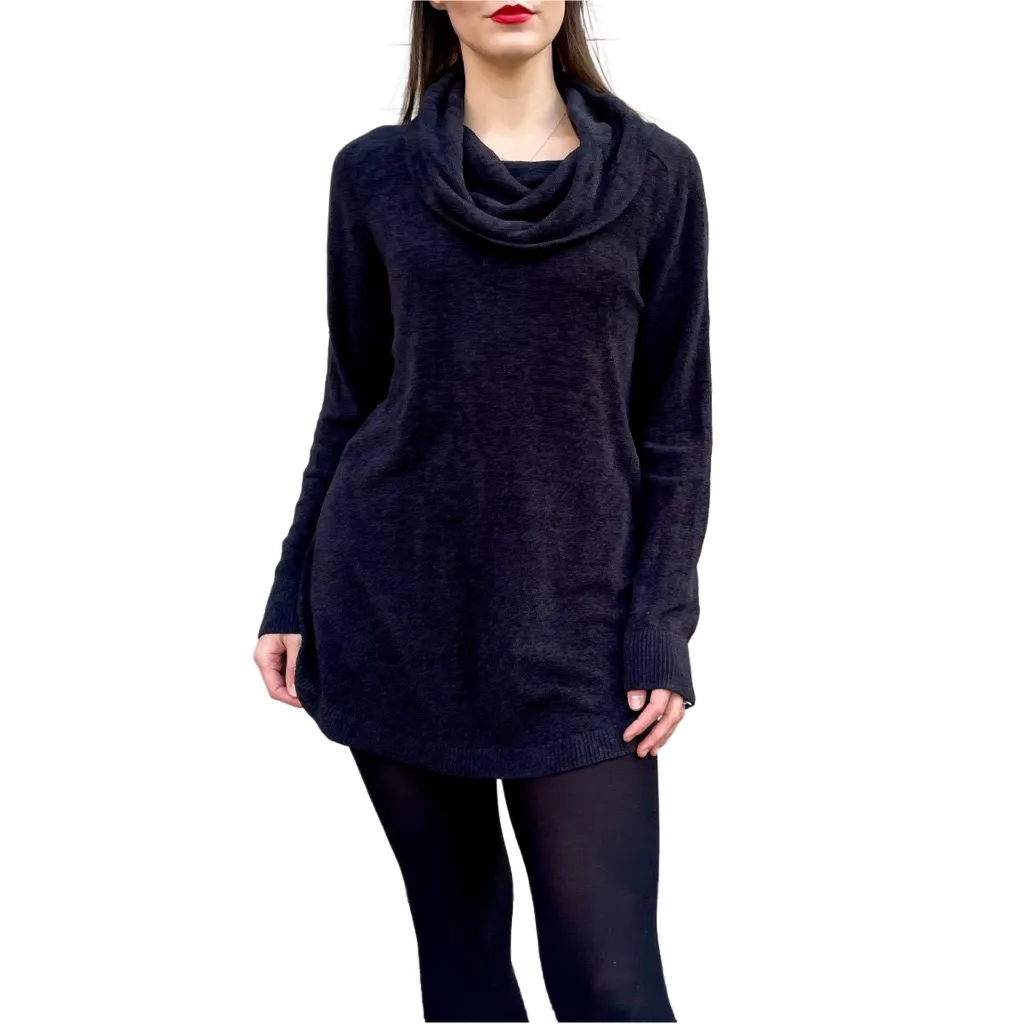 Barefoot Dreams Cozy Chic Ultra Lite Black Chenille Cowl Neck Sweater Dress M - Image 2
