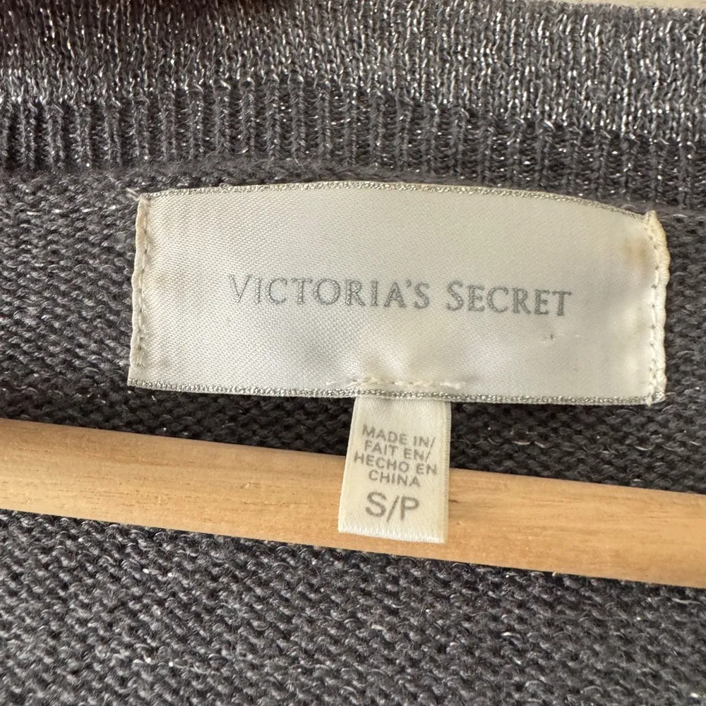 Victoria's Secret Metallic Lurex Ruffle Gray Cardigan Sweater Y2K - Image 6