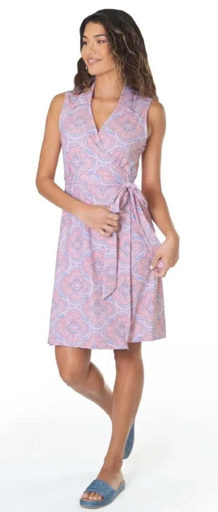 Tori Richard Honolulu Charmed Life Venus Dress Sleeveless Wrap Pink Mosaic XL - Image 1
