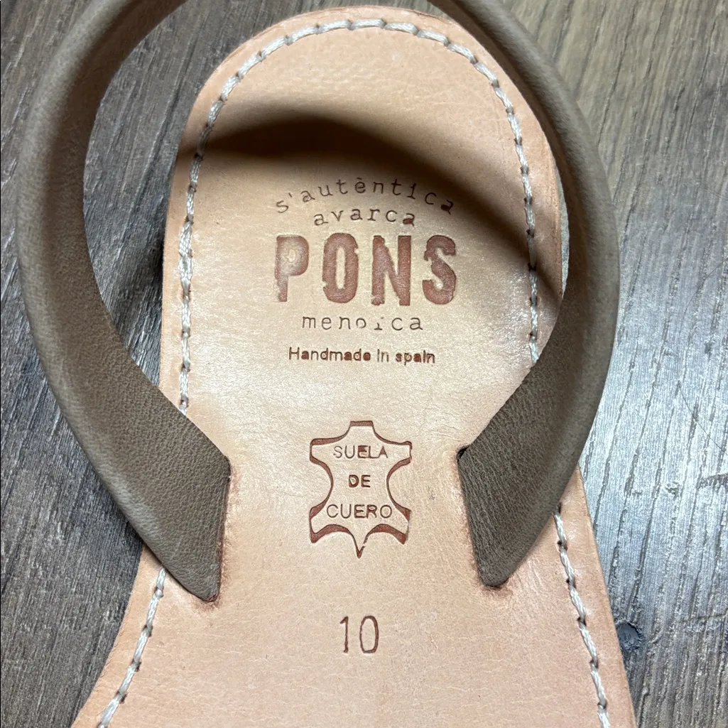 Pons Avarcas Taupe Leather Sandals US 10 Tan - Image 4