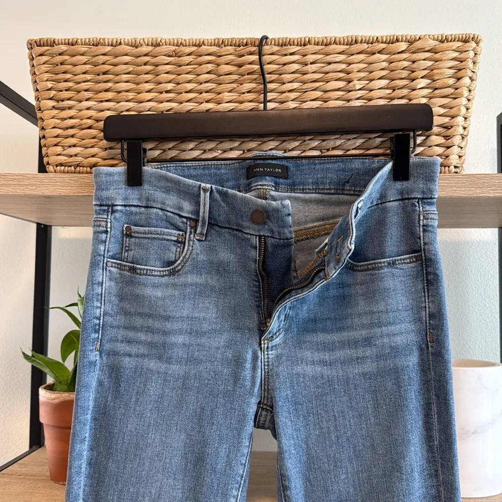 Ann Taylor Mid-Rise The Skinny Crop Fringe Hem Jeans, 2 - Image 7