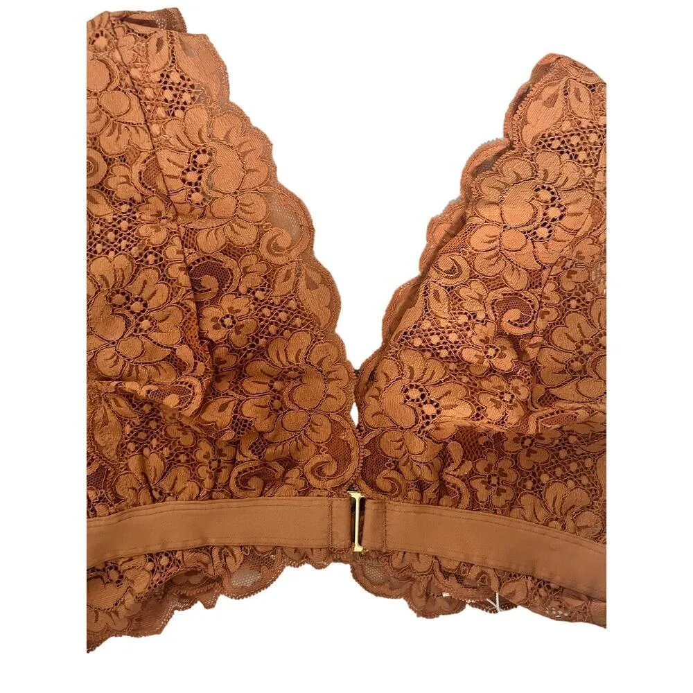 We Are HAH NWT Got Ur Back Bralette Bra Deep V Lace Brown Women's Size Small - Image 8