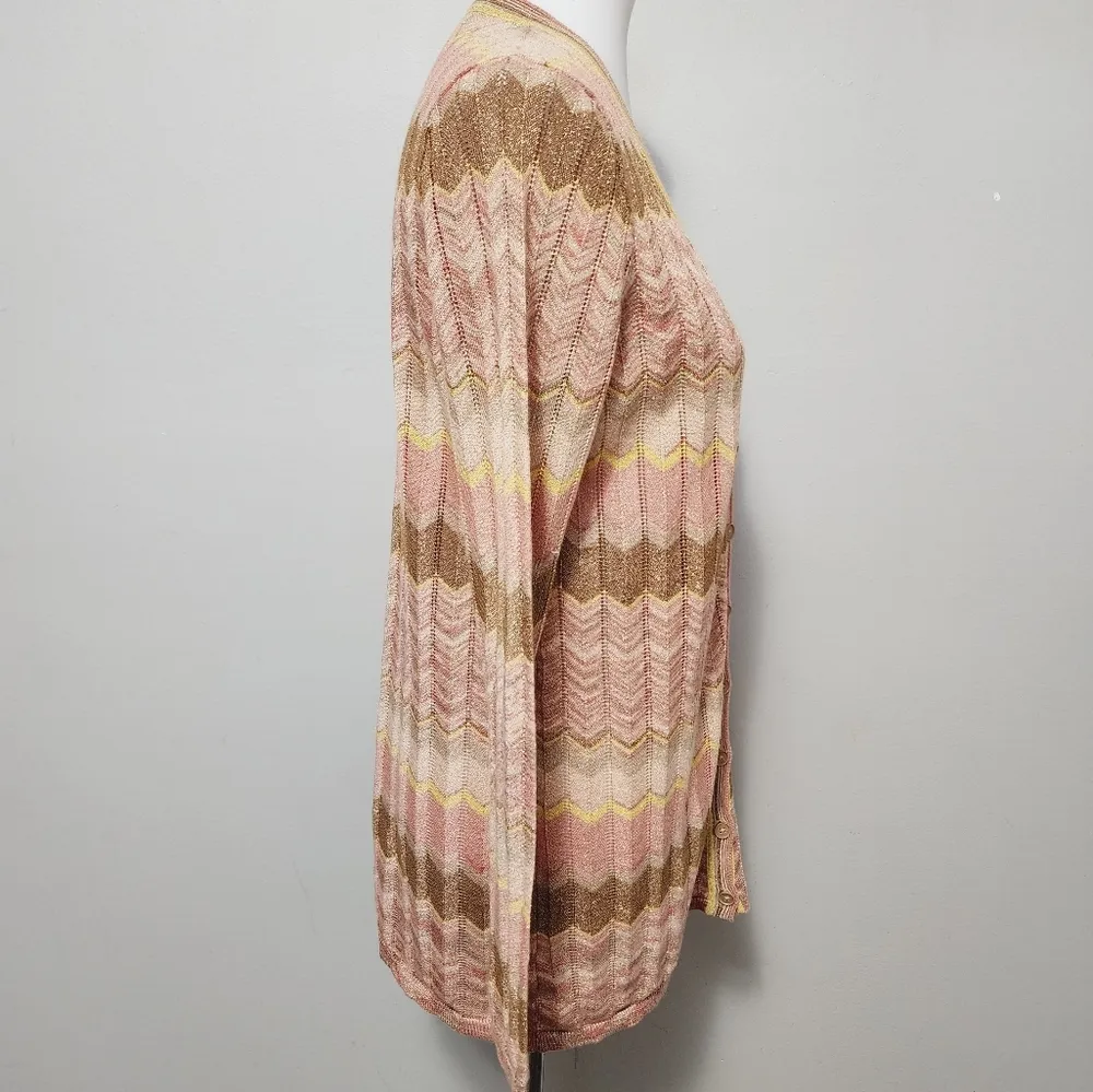 Moda International lurex chevron cardigan size large - Image 3