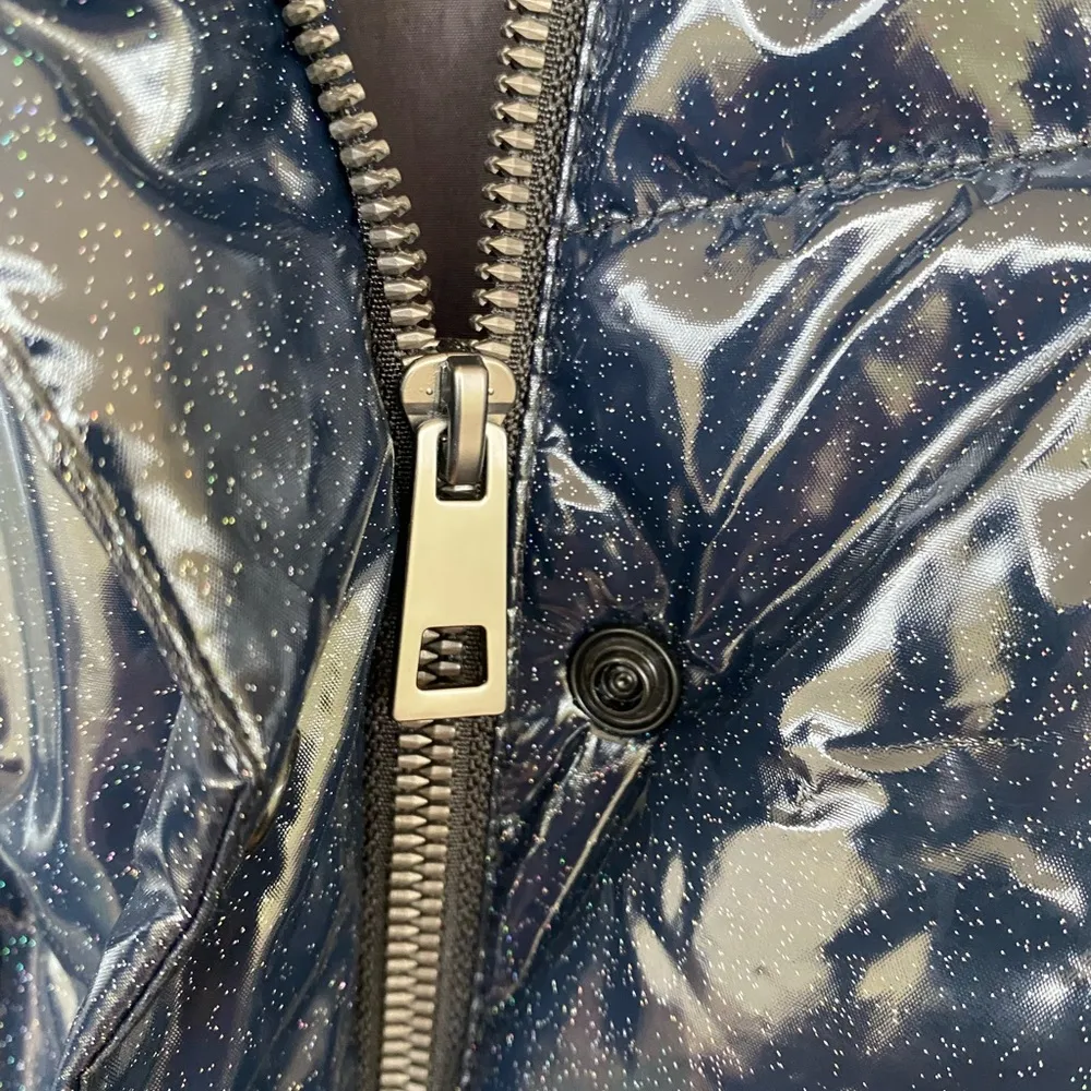 Betsey Johnson Navy Sparkle Puffer Jacket - Image 4