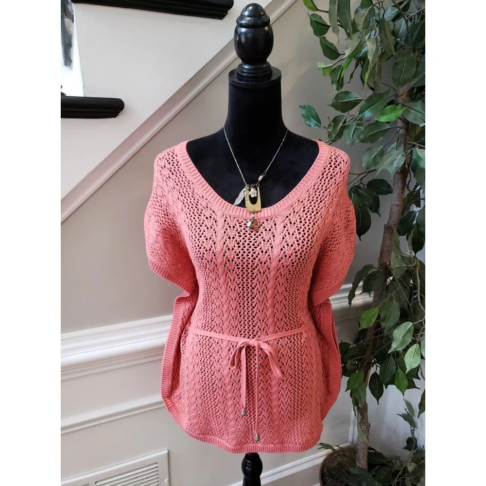 Women's Sonoma Faded Rose Knit Sleeveless Sweater Top M Belted Pullover NWT Pink Size M - Image 2