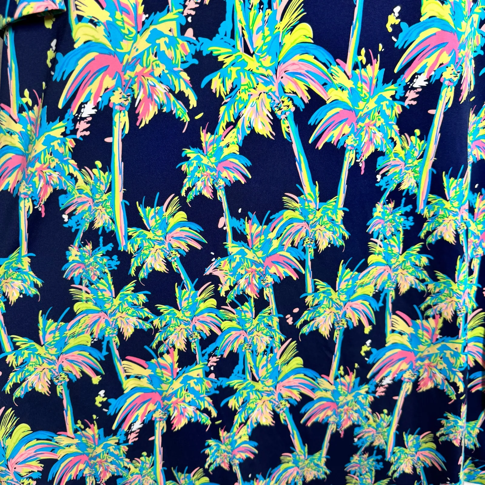 Lulu B UPF 50 Dress Women XL Quarter Sleeve Palm Tree Multicolor Preppy Beach Blue - Image 3