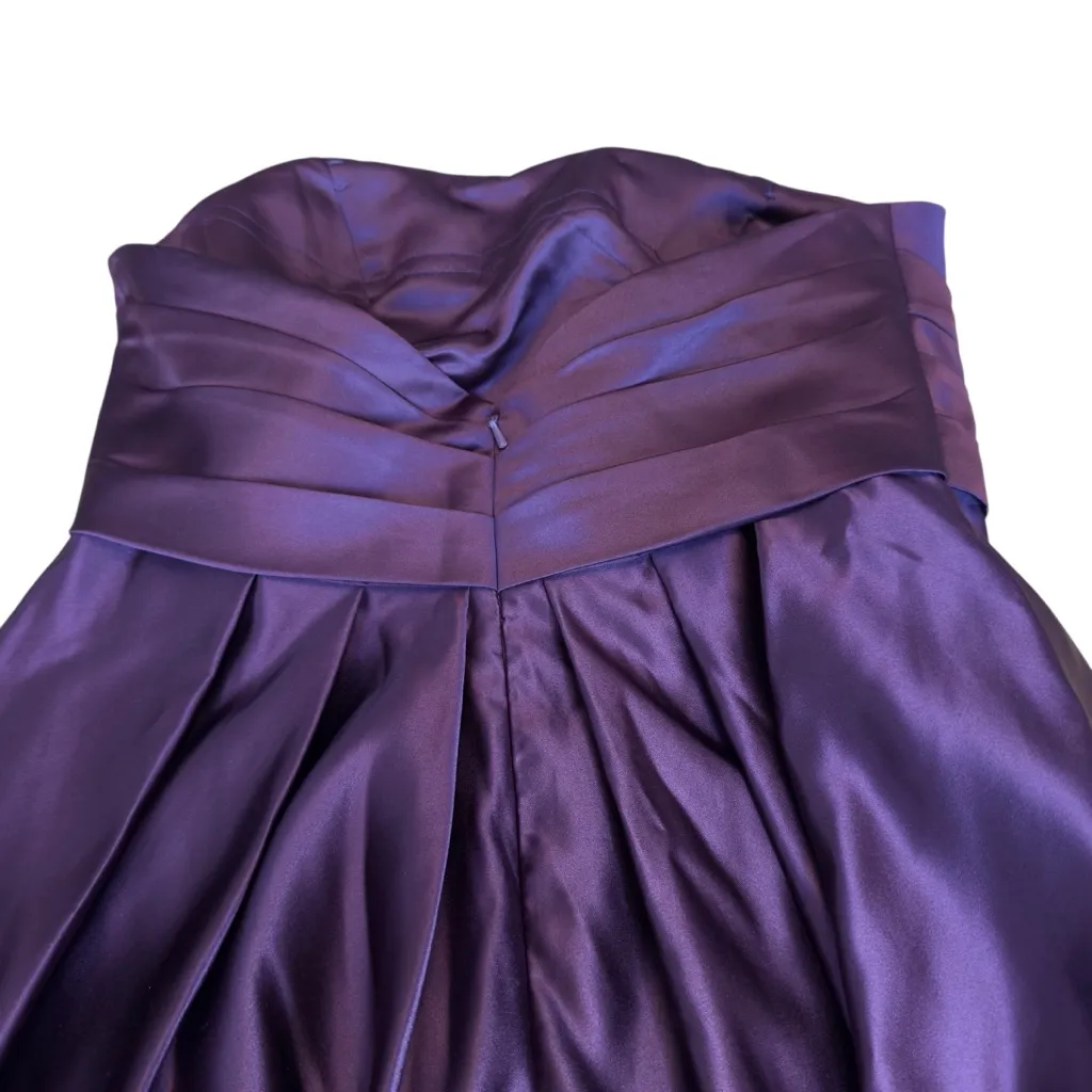 Bill Levkoff Strapless Purple Satin Pleated Cocktail Dress Sz 10 Lined in GUC - Image 15