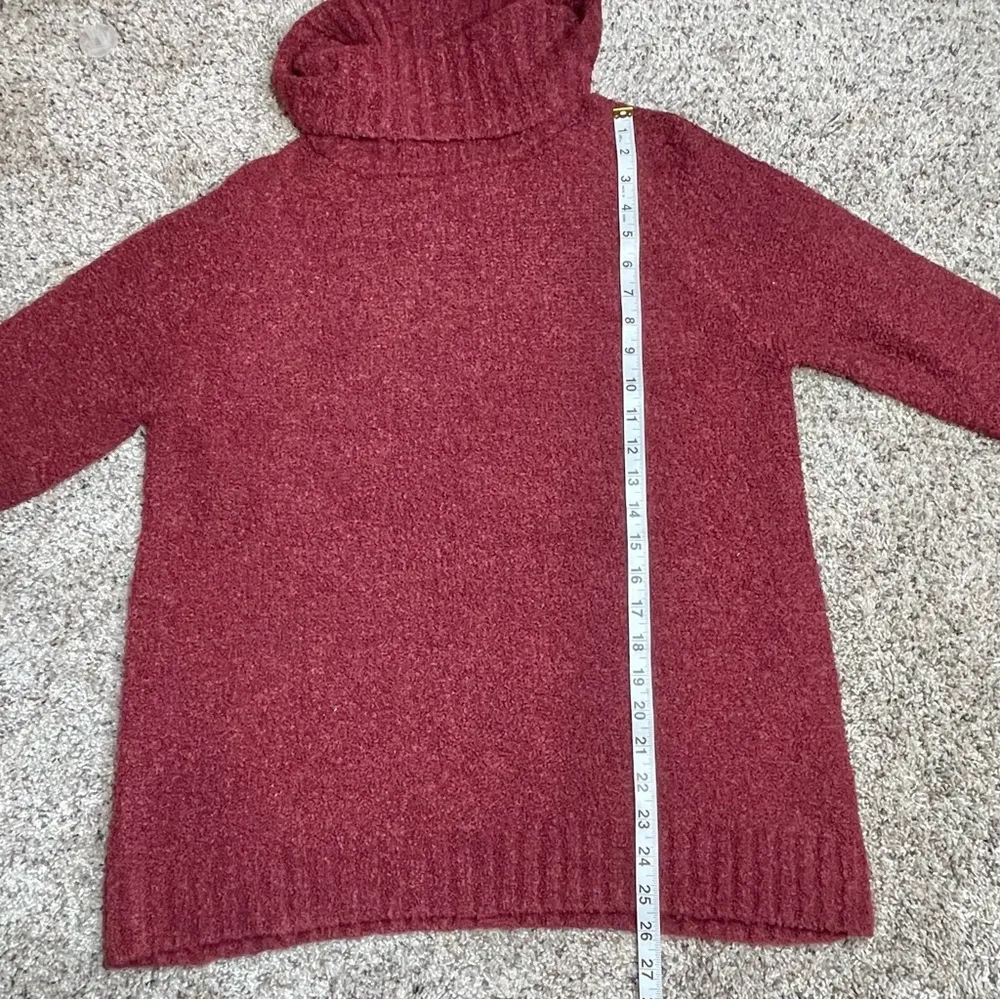 Elan Burgundy Maroon Wool Blend Turtleneck Lace Up Sleeve Sweater Medium - Image 10