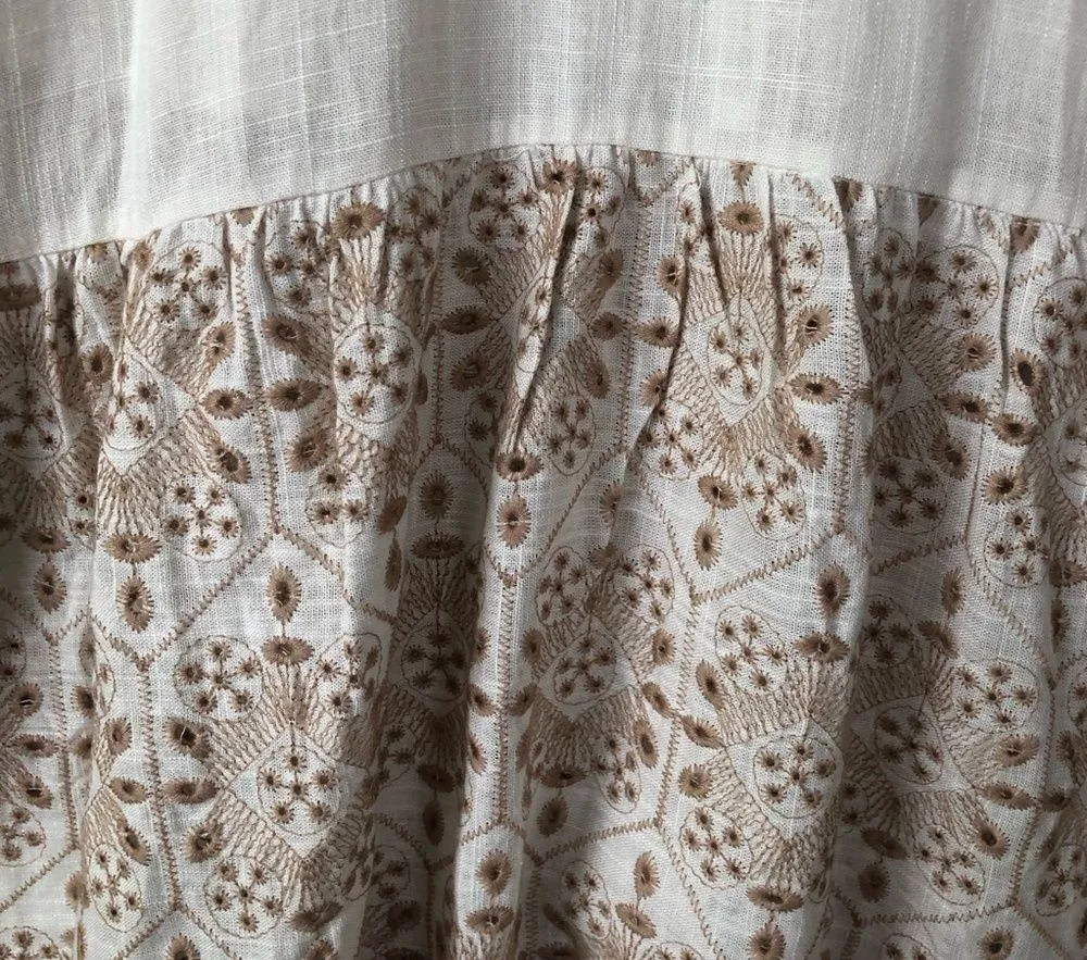 *NWT* Solitaire Linen Blend Eyelet Puff Sleeves Maxi Dress  S - Image 11