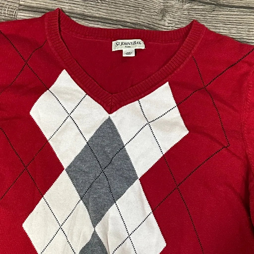 St. John's Bay Red Argyle Sweater - Image 3